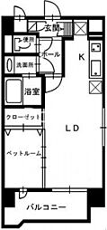 JR宇野線 大元駅 徒歩8分の賃貸マンション 3階1LDKの間取り
