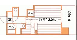 JR山陽本線 岡山駅 徒歩7分の賃貸マンション 11階ワンルームの間取り