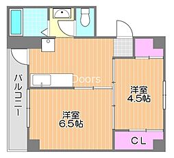 ヴィラナリー国ヶ原1号棟 2Kの間取図画像
