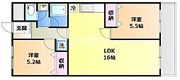 ソーシャルオオモリ 2LDKの間取図画像