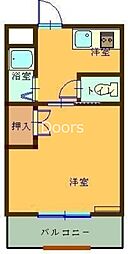 JR宇野線 大元駅 徒歩21分の賃貸マンション 2階1Kの間取り