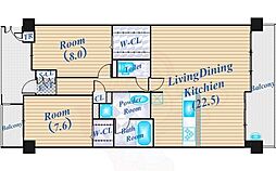 桃山台ロジュマンパーク・ビュー 2LDKの間取図画像