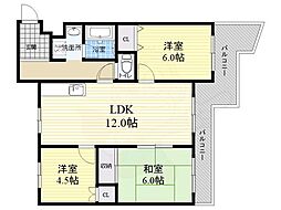 グリーンパレス千里中央B棟 3LDKの間取図画像