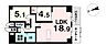 間取り：18.9帖の広々LDKとサンルームを備えた、暮らしやすい2LDKプランです。