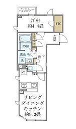 JR山手線 高輪ゲートウェイ駅 徒歩14分の賃貸マンション 3階1LDKの間取り