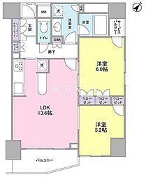 JR山手線 大崎駅 徒歩10分の賃貸マンション 3階2LDKの間取り
