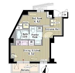 京急本線 北品川駅 徒歩10分の賃貸マンション 2階1DKの間取り