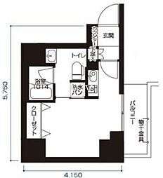 JR京浜東北・根岸線 大森駅 徒歩4分の賃貸マンション 13階ワンルームの間取り