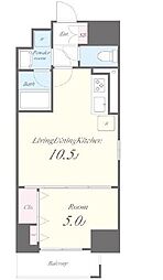 東京メトロ南北線 麻布十番駅 徒歩4分の賃貸マンション 11階1DKの間取り