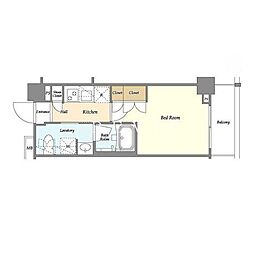 東急目黒線 武蔵小山駅 徒歩12分の賃貸マンション 6階1Kの間取り