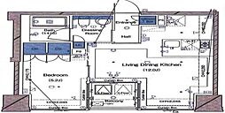 都営三田線 白金高輪駅 徒歩18分の賃貸マンション 10階1LDKの間取り