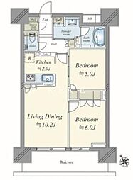 JR京浜東北・根岸線 大井町駅 徒歩2分の賃貸マンション 3階2LDKの間取り