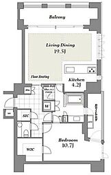 東京メトロ南北線 麻布十番駅 徒歩8分の賃貸マンション 3階1LDKの間取り