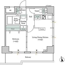 都営浅草線 戸越駅 徒歩1分の賃貸マンション 11階1LDKの間取り