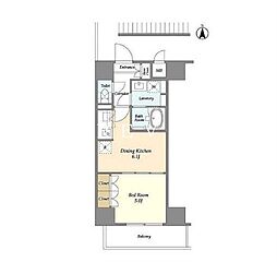 東京メトロ銀座線 神田駅 徒歩14分の賃貸マンション 9階1DKの間取り