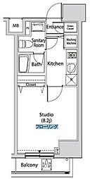 東京メトロ日比谷線 人形町駅 徒歩4分の賃貸マンション 12階1Kの間取り