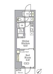 JR京浜東北・根岸線 大森駅 徒歩6分の賃貸マンション 2階1DKの間取り