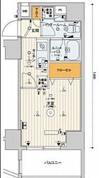 都営大江戸線 若松河田駅 徒歩7分の賃貸マンション 3階1Kの間取り