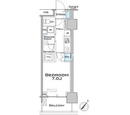 東急目黒線 武蔵小山駅 徒歩3分の賃貸マンション 3階1Kの間取り