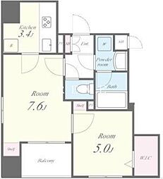 東京メトロ南北線 麻布十番駅 徒歩9分の賃貸マンション 2階2Kの間取り