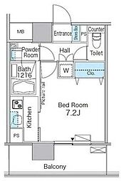 JR京浜東北・根岸線 田町駅 徒歩12分の賃貸マンション 8階1Kの間取り