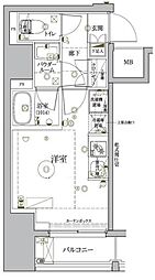 JR京浜東北・根岸線 大井町駅 徒歩15分の賃貸マンション 10階1Kの間取り