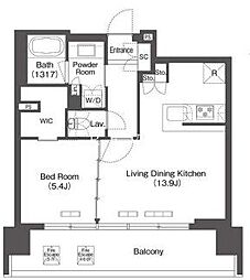 JR山手線 田町駅 徒歩9分の賃貸マンション 3階1LDKの間取り
