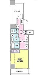 東京メトロ日比谷線 築地駅 徒歩2分の賃貸マンション 11階1LDKの間取り