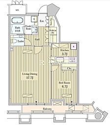 JR山手線 浜松町駅 徒歩10分の賃貸マンション 18階1LDKの間取り
