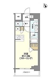 JR山手線 新橋駅 徒歩6分の賃貸マンション 13階ワンルームの間取り