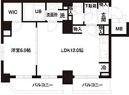 JR山手線 高輪ゲートウェイ駅 徒歩13分の賃貸マンション 9階1LDKの間取り