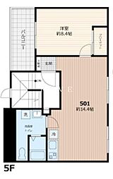 JR山手線 五反田駅 徒歩6分の賃貸マンション 5階1LDKの間取り