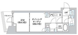 JR山手線 五反田駅 徒歩7分の賃貸マンション 2階1DKの間取り
