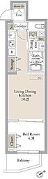 東京メトロ半蔵門線 清澄白河駅 徒歩10分の賃貸マンション 3階1LDKの間取り
