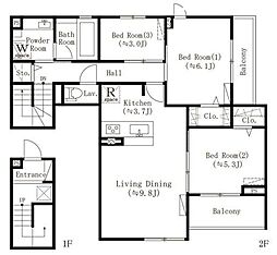 JR中央線 四ツ谷駅 徒歩10分の賃貸マンション 2階3LDKの間取り