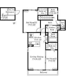 JR中央線 四ツ谷駅 徒歩10分の賃貸マンション 2階2LDKの間取り