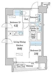 東京メトロ日比谷線 人形町駅 徒歩5分の賃貸マンション 6階2LDKの間取り