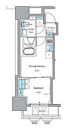東京メトロ日比谷線 秋葉原駅 徒歩10分の賃貸マンション 11階1DKの間取り