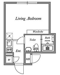 東京メトロ丸ノ内線 後楽園駅 徒歩10分の賃貸マンション 2階ワンルームの間取り
