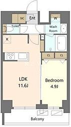 東京メトロ東西線 早稲田駅 徒歩7分の賃貸マンション 2階1LDKの間取り