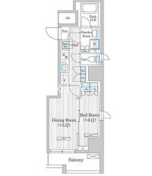 東京メトロ日比谷線 八丁堀駅 徒歩4分の賃貸マンション 5階1DKの間取り