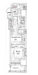 JR山手線 浜松町駅 徒歩8分の賃貸マンション 7階1DKの間取り