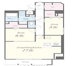 JR中央線 御茶ノ水駅 徒歩7分の賃貸マンション 13階2LDKの間取り