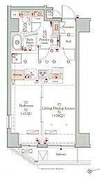 東京メトロ銀座線 浅草駅 徒歩9分の賃貸マンション 2階1LDKの間取り