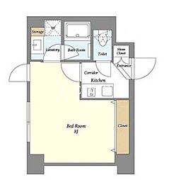 JR総武線 飯田橋駅 徒歩7分の賃貸マンション 4階1Kの間取り