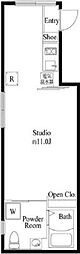 都営大江戸線 新御徒町駅 徒歩6分の賃貸マンション 3階ワンルームの間取り