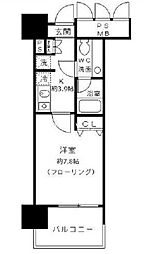 JR山手線 田町駅 徒歩15分の賃貸マンション 9階1Kの間取り
