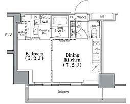 PARKHABIO飯田橋 1DKの間取図画像