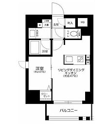 JR総武線 飯田橋駅 徒歩13分の賃貸マンション 6階1LDKの間取り