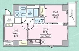 JR中央線 神田駅 徒歩15分の賃貸マンション 9階2LDKの間取り